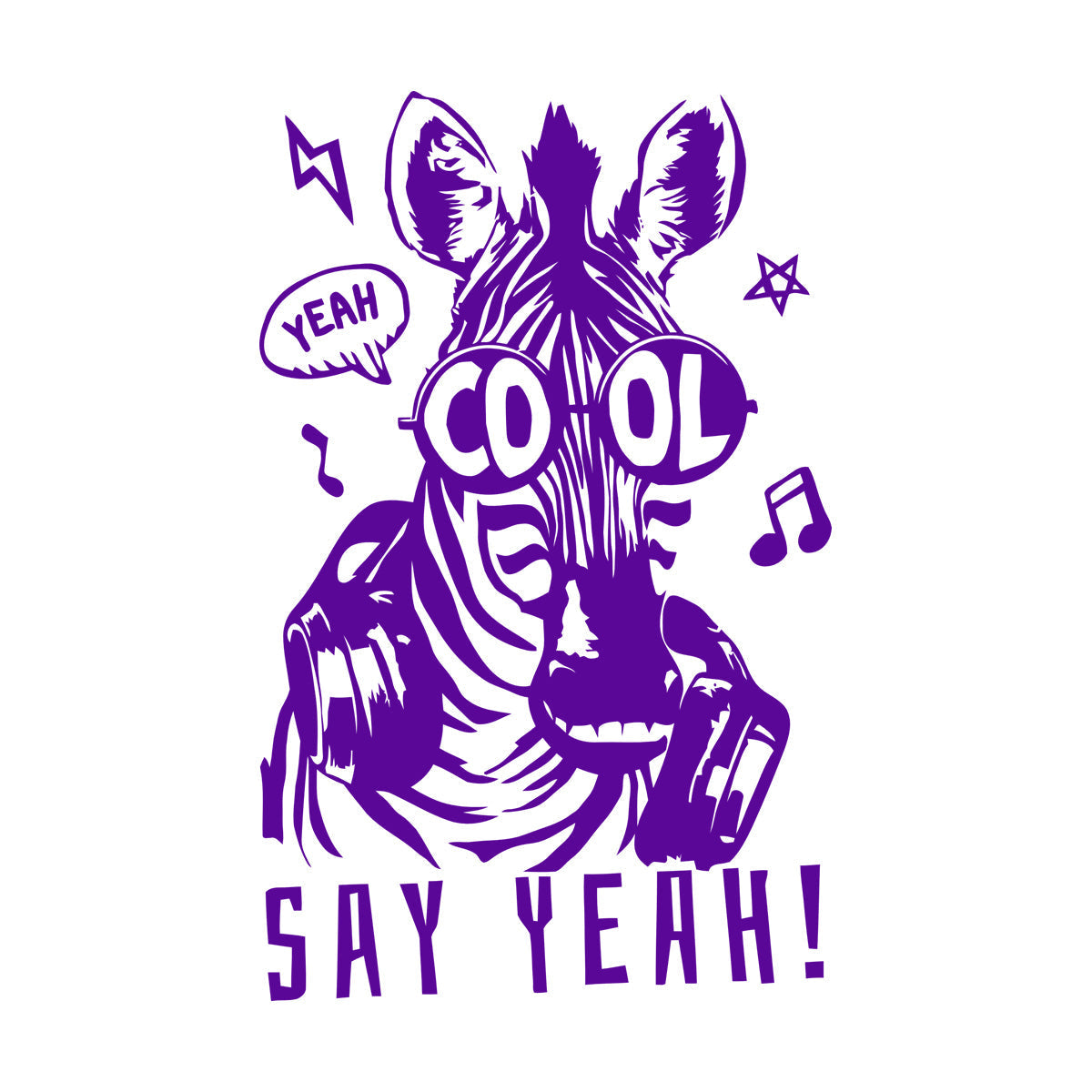 Engraving Decals Phrase Say Yeah Cool Zebra Headphones Store Decoration