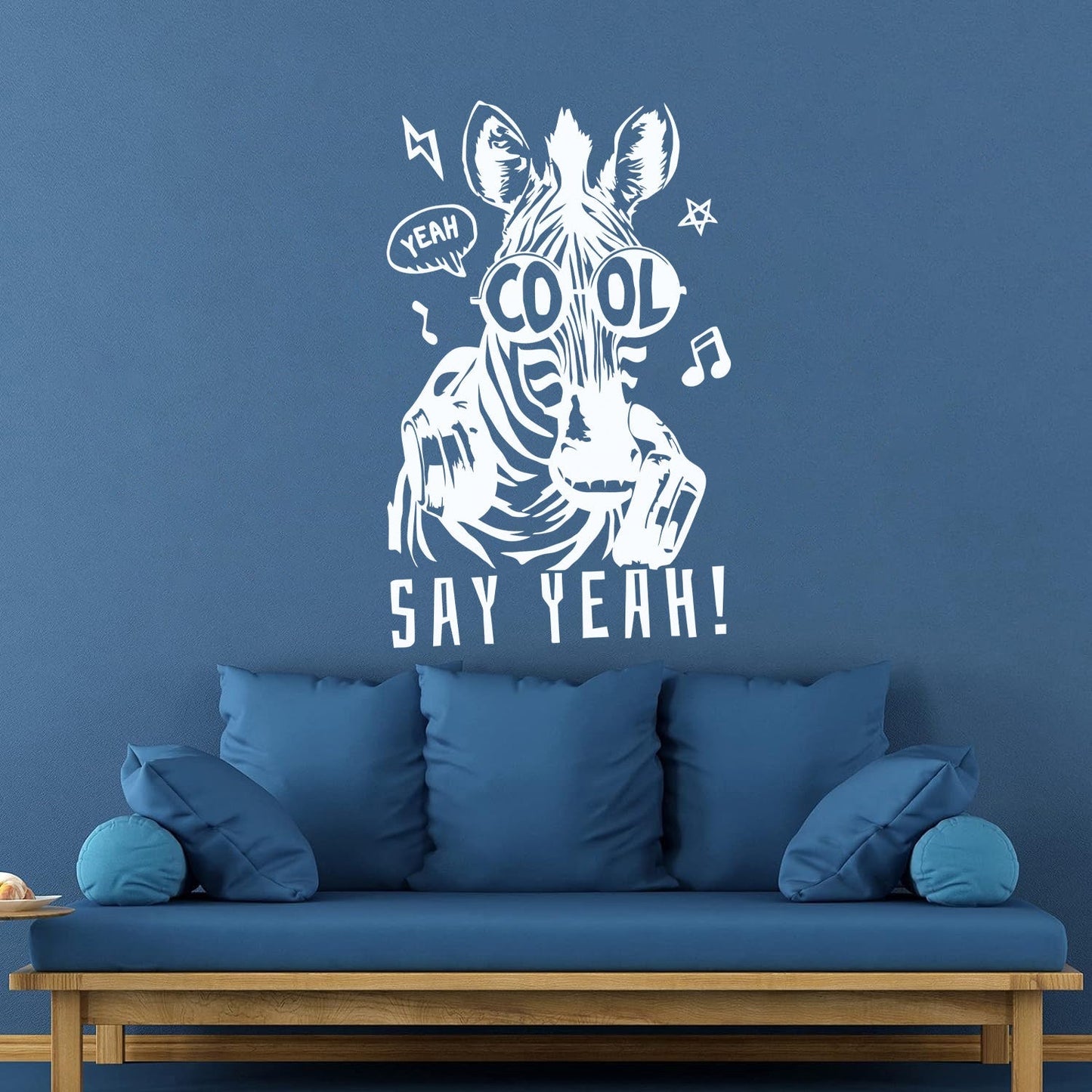 Engraving Decals Phrase Say Yeah Cool Zebra Headphones Store Decoration