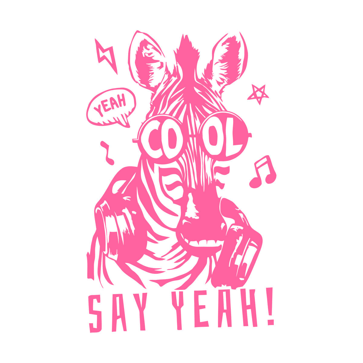 Engraving Decals Phrase Say Yeah Cool Zebra Headphones Store Decoration