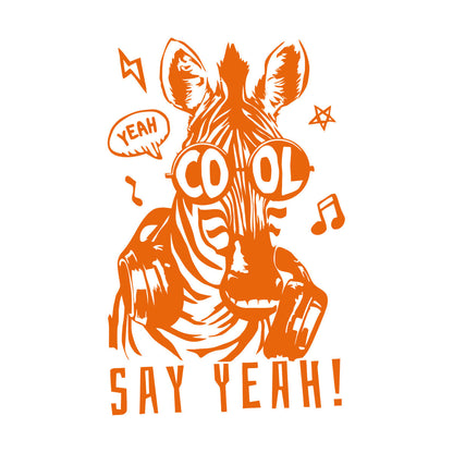 Engraving Decals Phrase Say Yeah Cool Zebra Headphones Store Decoration