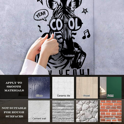 Engraving Decals Phrase Say Yeah Cool Zebra Headphones Store Decoration