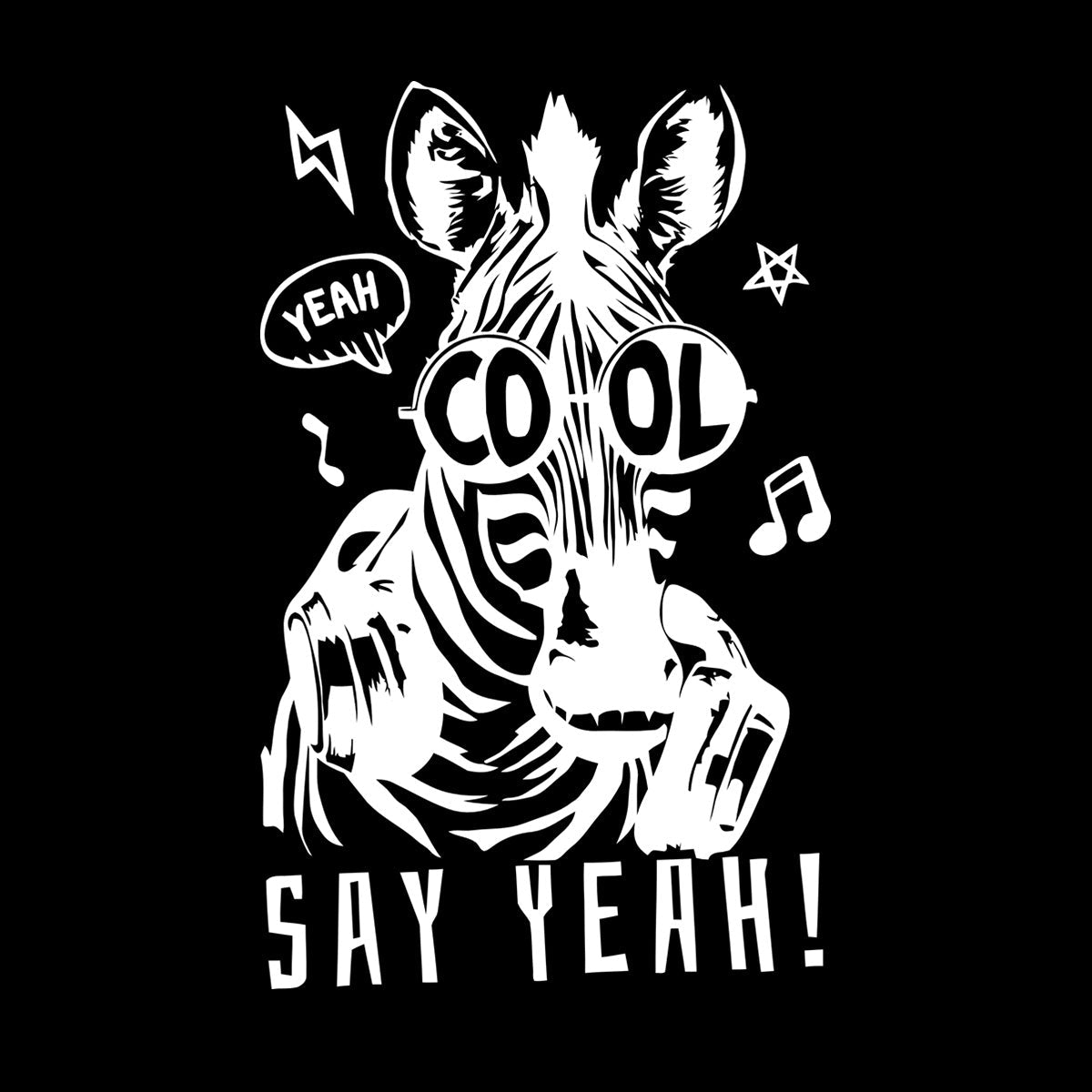 Engraving Decals Phrase Say Yeah Cool Zebra Headphones Store Decoration
