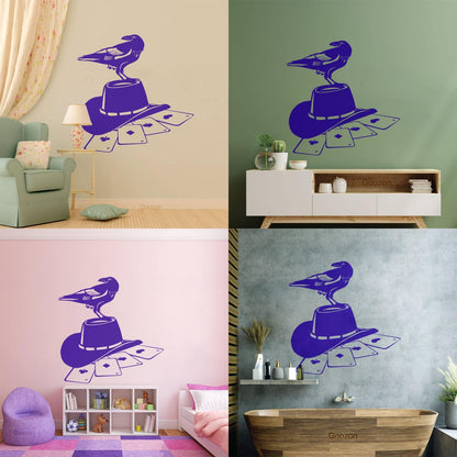 Wall Stickers Paster Paper Playing Card Games Poker Raven Hat Removable Without Leaving Glue