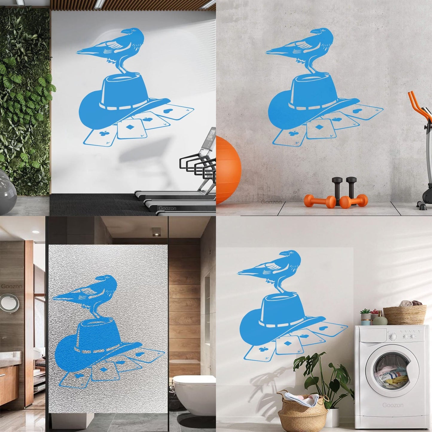 Wall Stickers Paster Paper Playing Card Games Poker Raven Hat Removable Without Leaving Glue