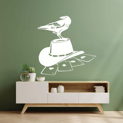 Wall Stickers Paster Paper Playing Card Games Poker Raven Hat Removable Without Leaving Glue