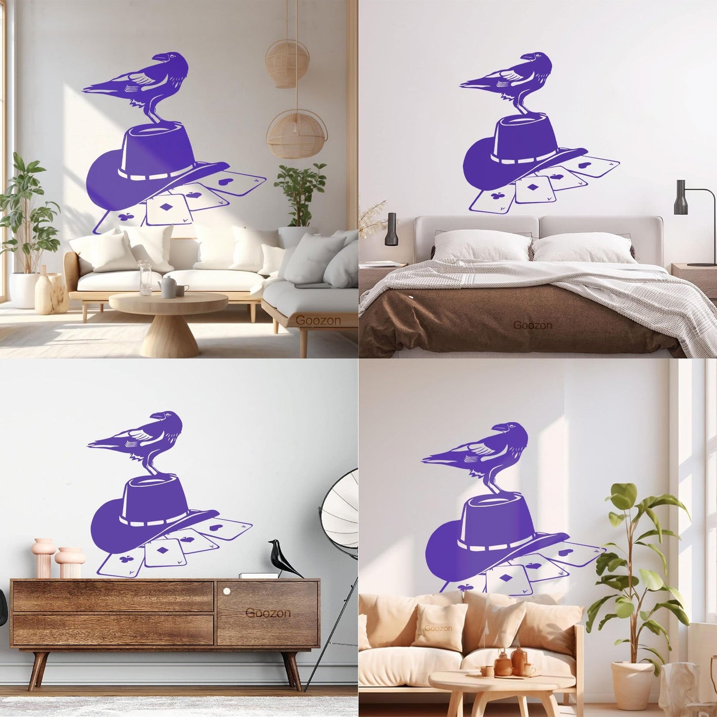 Wall Stickers Paster Paper Playing Card Games Poker Raven Hat Removable Without Leaving Glue