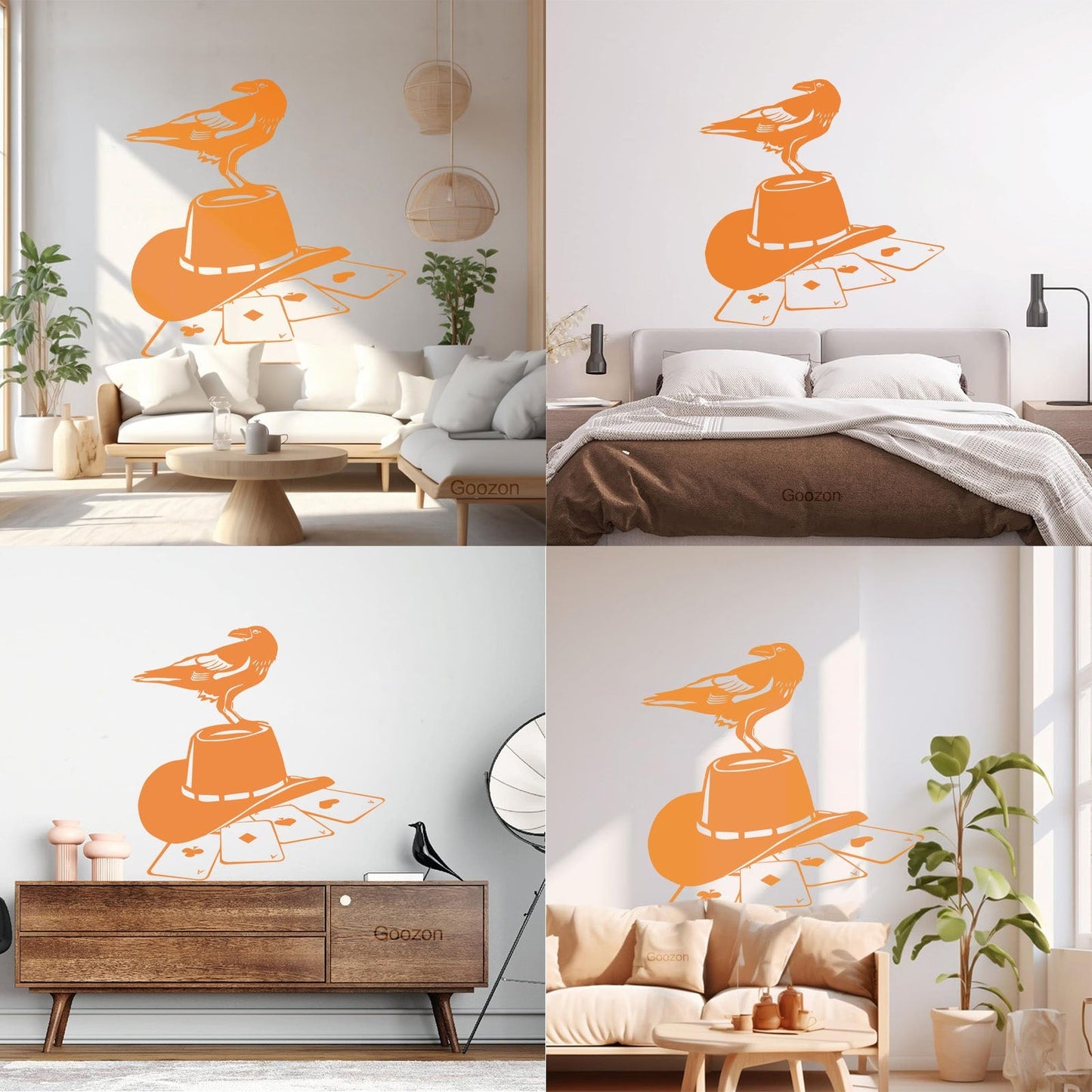 Wall Stickers Paster Paper Playing Card Games Poker Raven Hat Removable Without Leaving Glue