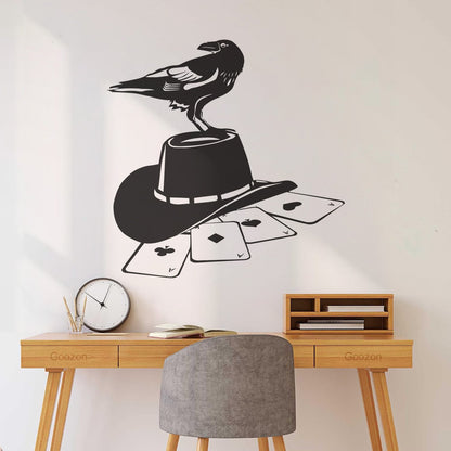 Wall Stickers Paster Paper Playing Card Games Poker Raven Hat Removable Without Leaving Glue