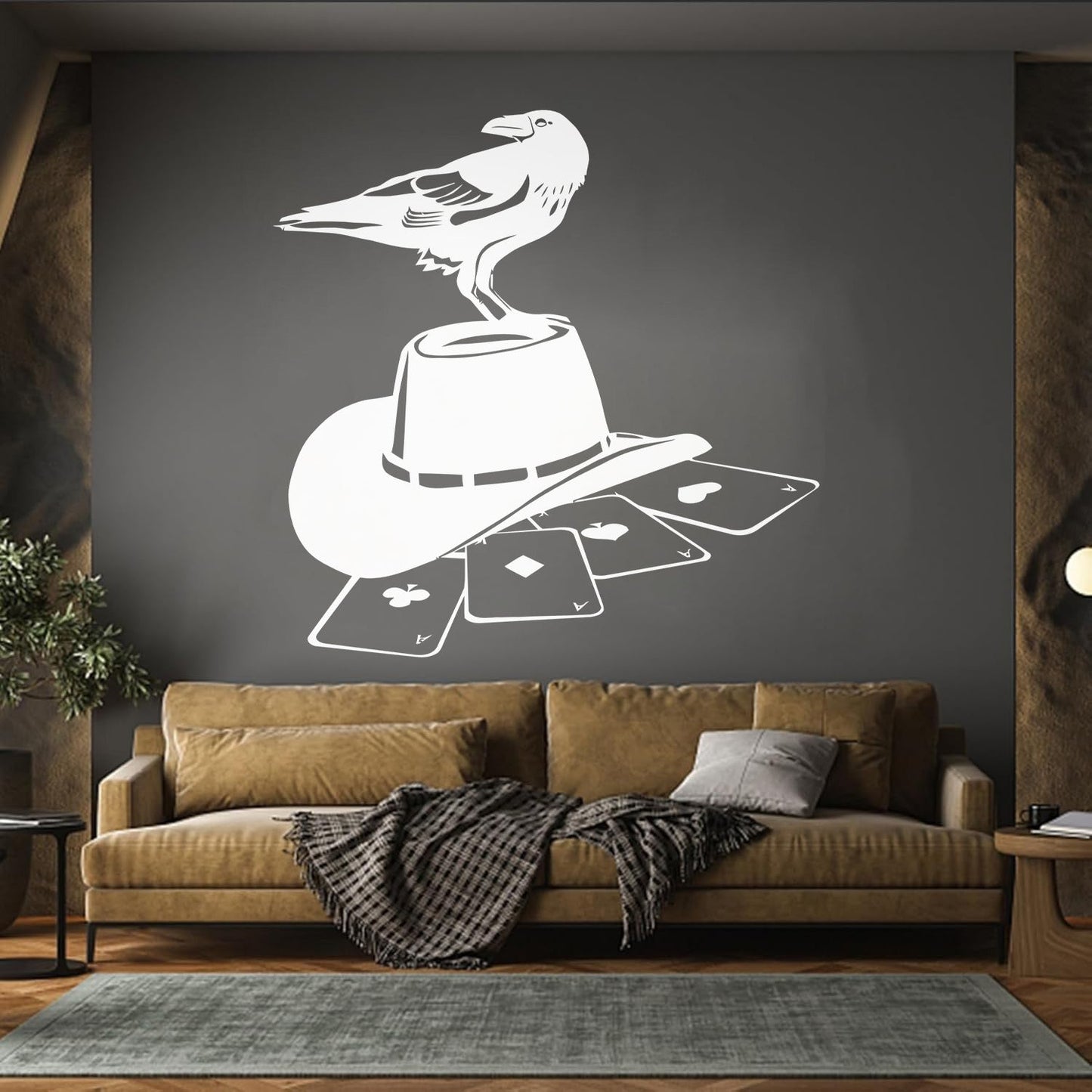 Wall Stickers Paster Paper Playing Card Games Poker Raven Hat Removable Without Leaving Glue