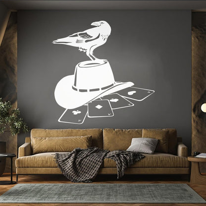 Wall Stickers Paster Paper Playing Card Games Poker Raven Hat Removable Without Leaving Glue