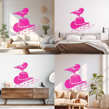 Wall Stickers Paster Paper Playing Card Games Poker Raven Hat Removable Without Leaving Glue