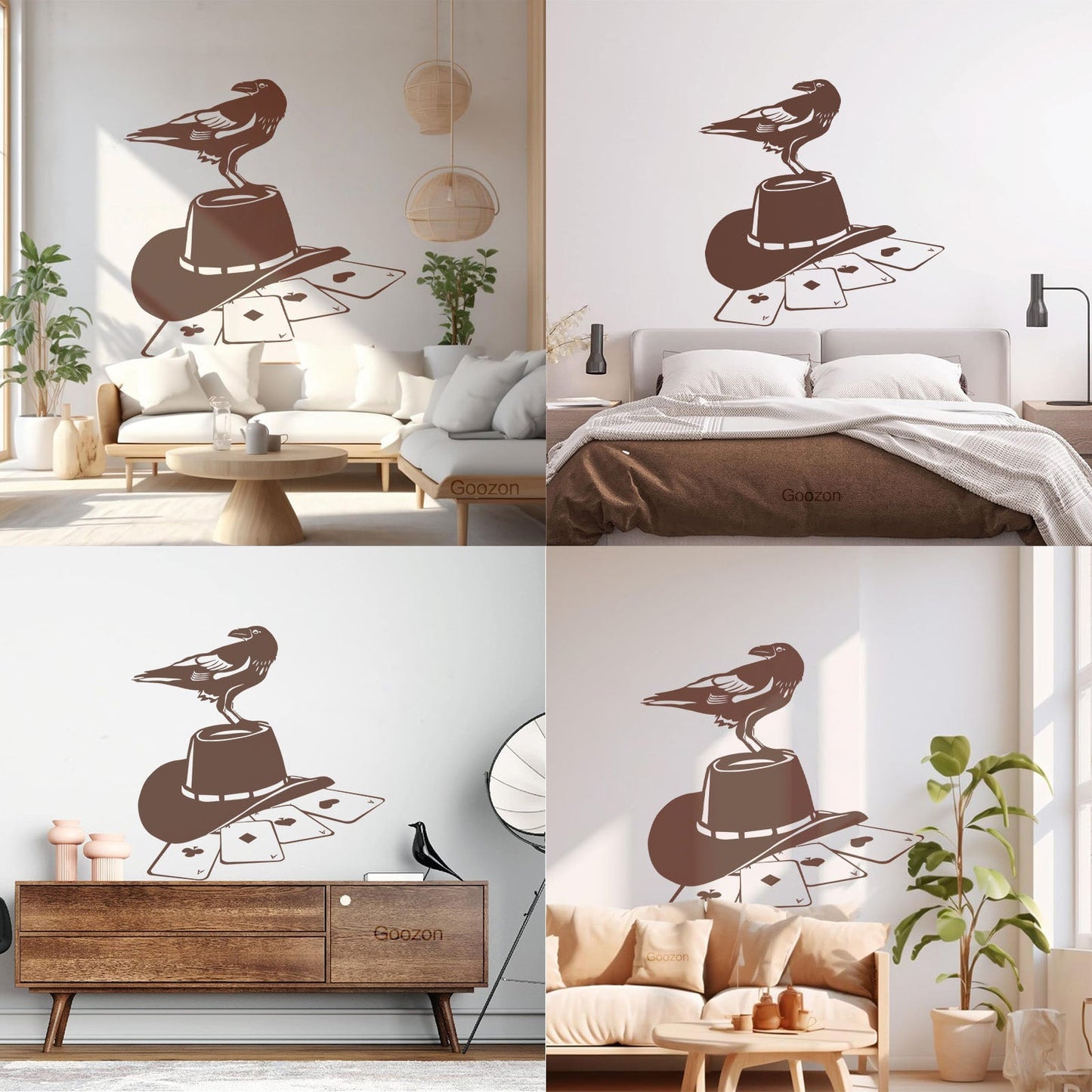 Wall Stickers Paster Paper Playing Card Games Poker Raven Hat Removable Without Leaving Glue