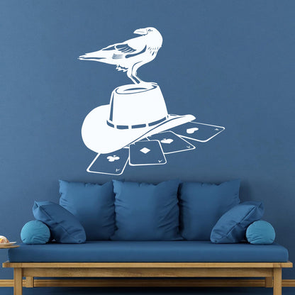 Wall Stickers Paster Paper Playing Card Games Poker Raven Hat Removable Without Leaving Glue
