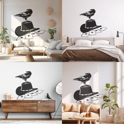 Wall Stickers Paster Paper Playing Card Games Poker Raven Hat Removable Without Leaving Glue