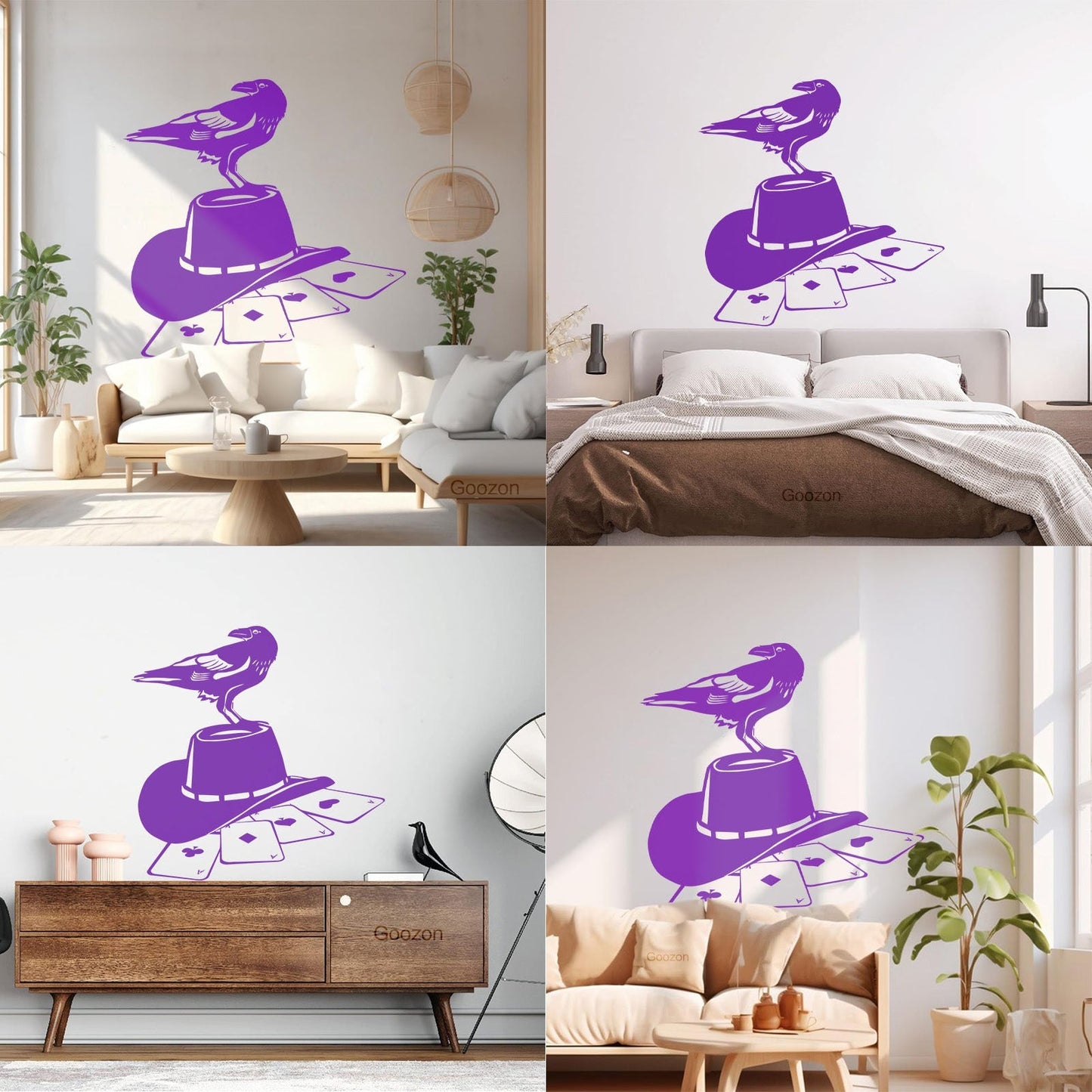 Wall Stickers Paster Paper Playing Card Games Poker Raven Hat Removable Without Leaving Glue