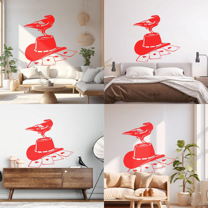 Wall Stickers Paster Paper Playing Card Games Poker Raven Hat Removable Without Leaving Glue