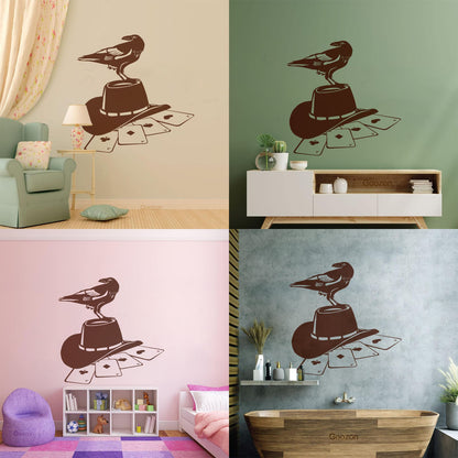Wall Stickers Paster Paper Playing Card Games Poker Raven Hat Removable Without Leaving Glue