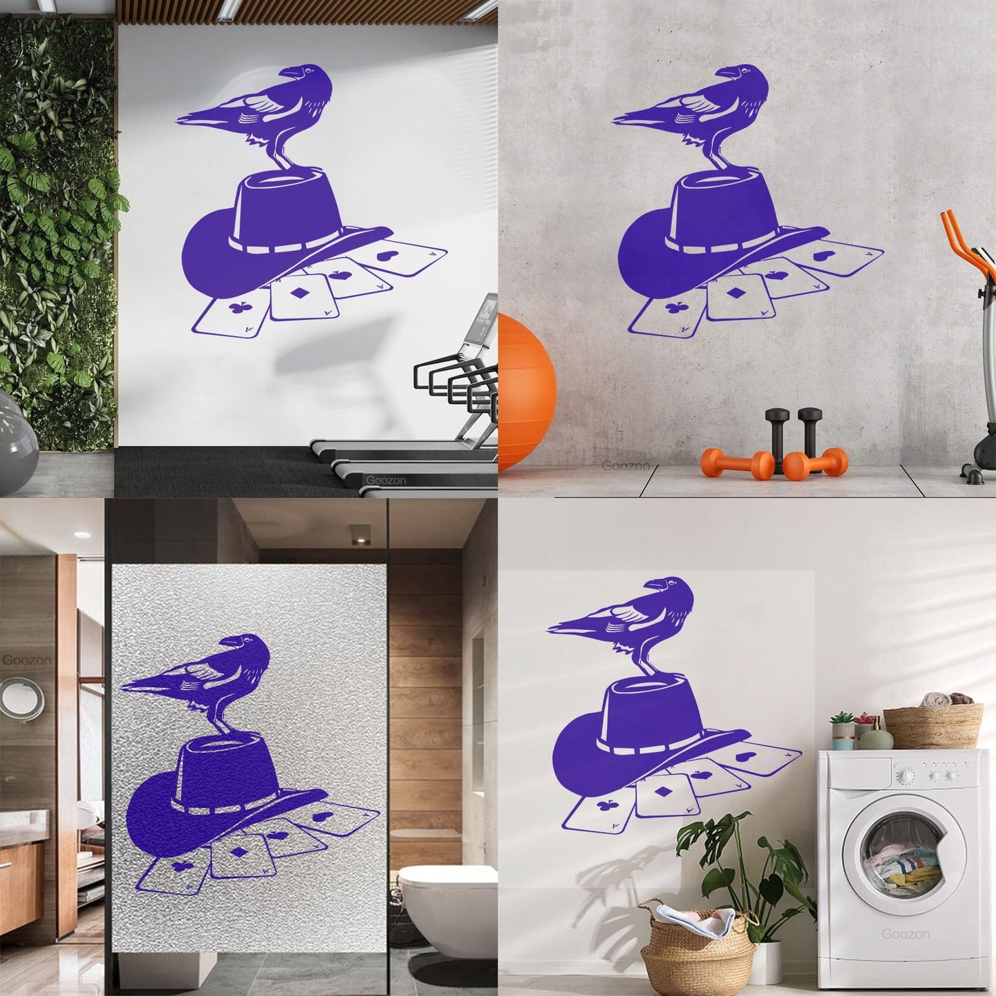 Wall Stickers Paster Paper Playing Card Games Poker Raven Hat Removable Without Leaving Glue
