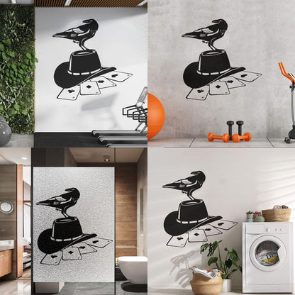 Wall Stickers Paster Paper Playing Card Games Poker Raven Hat Removable Without Leaving Glue