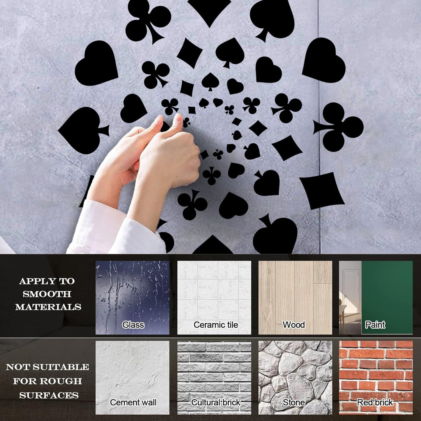 Wall Vinyl Sticker Decor Playing Card Poker Gambling Gambler Game Room Self Adhesive