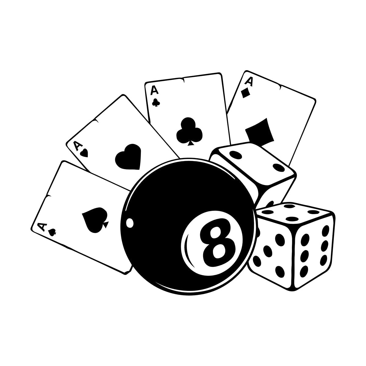 Fine Carving Stickers Playing Cards Billiards Gambling Casino Do Not Damage The Wall Surface