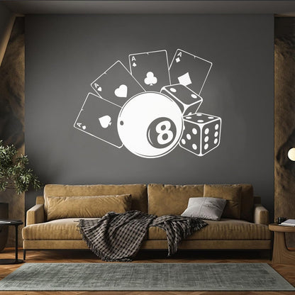 Fine Carving Stickers Playing Cards Billiards Gambling Casino Do Not Damage The Wall Surface