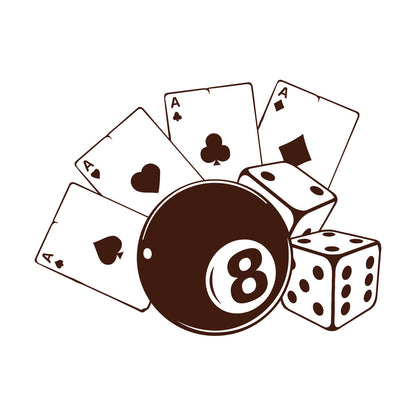 Fine Carving Stickers Playing Cards Billiards Gambling Casino Do Not Damage The Wall Surface