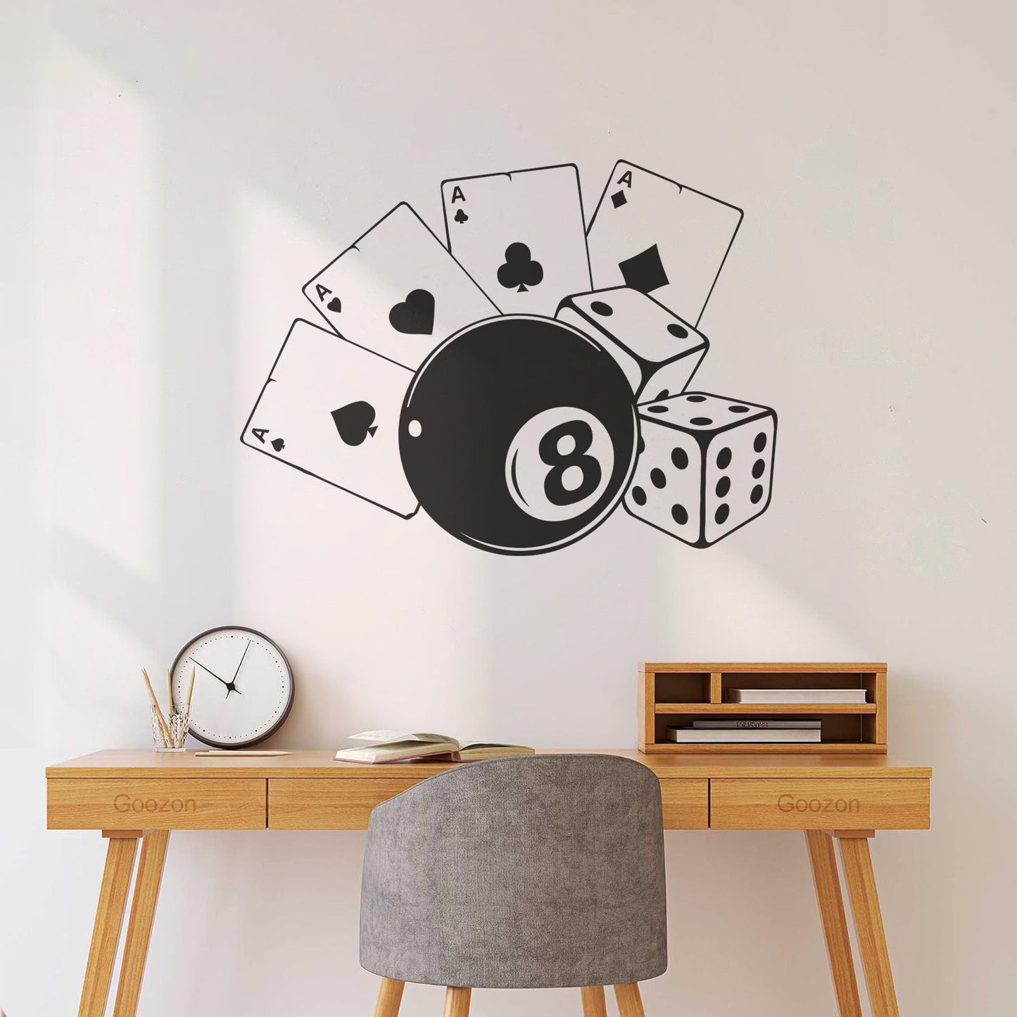 Fine Carving Stickers Playing Cards Billiards Gambling Casino Do Not Damage The Wall Surface