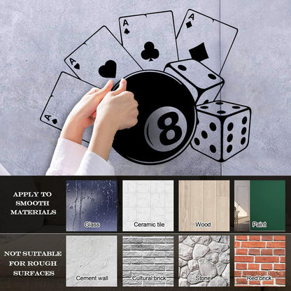 Fine Carving Stickers Playing Cards Billiards Gambling Casino Do Not Damage The Wall Surface