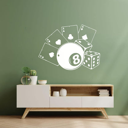 Fine Carving Stickers Playing Cards Billiards Gambling Casino Do Not Damage The Wall Surface
