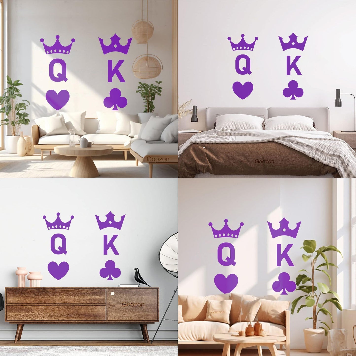 Wall Stickers Playing Cards Crown King Queen Poker Couple Multi Color Selection