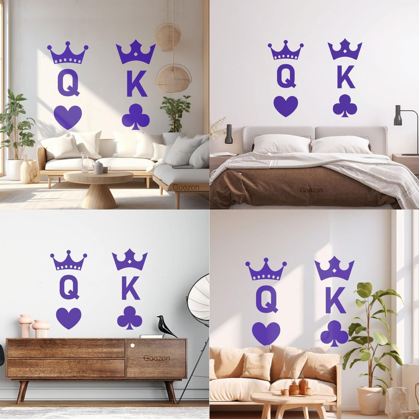Wall Stickers Playing Cards Crown King Queen Poker Couple Multi Color Selection