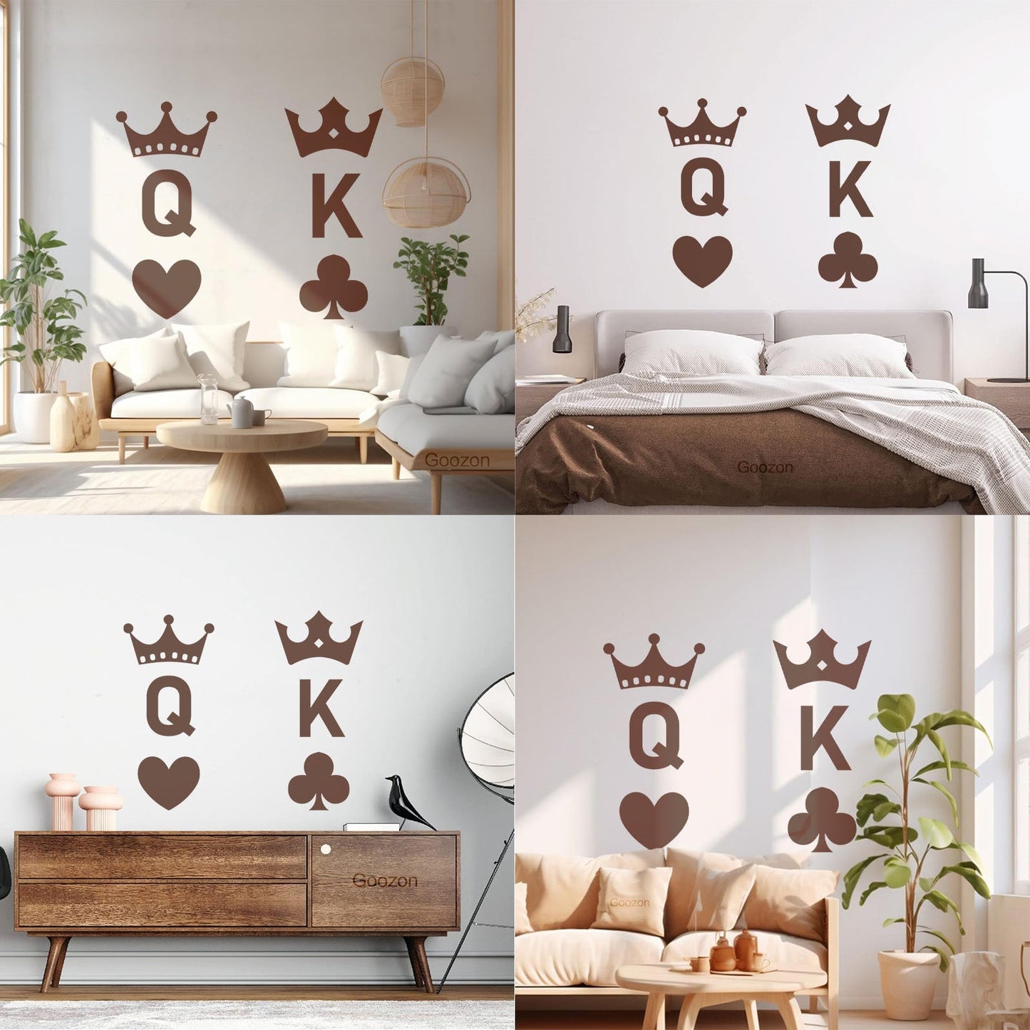Wall Stickers Playing Cards Crown King Queen Poker Couple Multi Color Selection