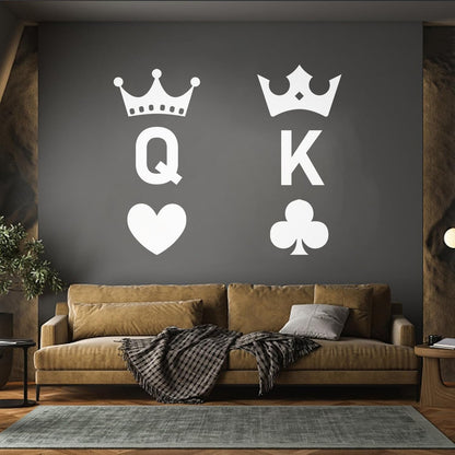 Wall Stickers Playing Cards Crown King Queen Poker Couple Multi Color Selection