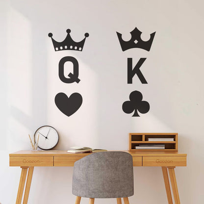 Wall Stickers Playing Cards Crown King Queen Poker Couple Multi Color Selection