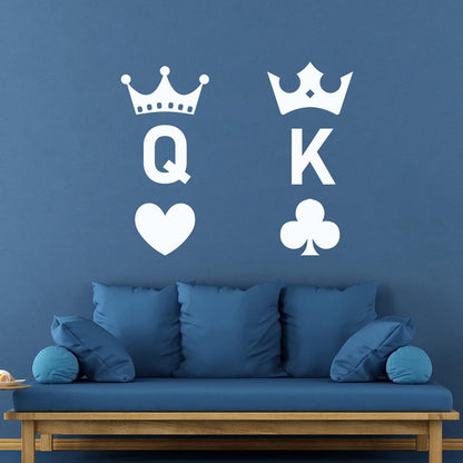 Wall Stickers Playing Cards Crown King Queen Poker Couple Multi Color Selection