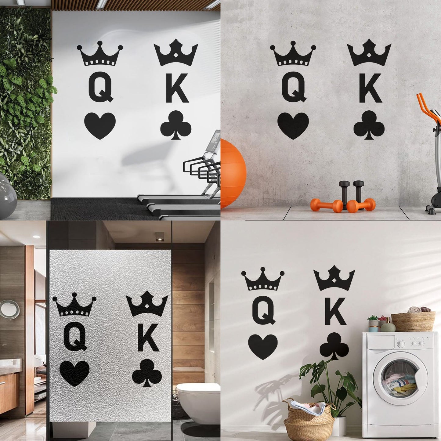 Wall Stickers Playing Cards Crown King Queen Poker Couple Multi Color Selection