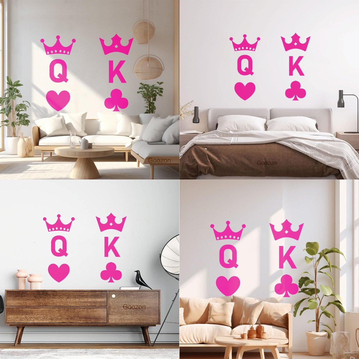 Wall Stickers Playing Cards Crown King Queen Poker Couple Multi Color Selection