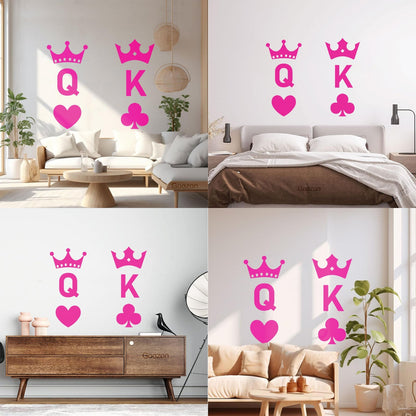 Wall Stickers Playing Cards Crown King Queen Poker Couple Multi Color Selection