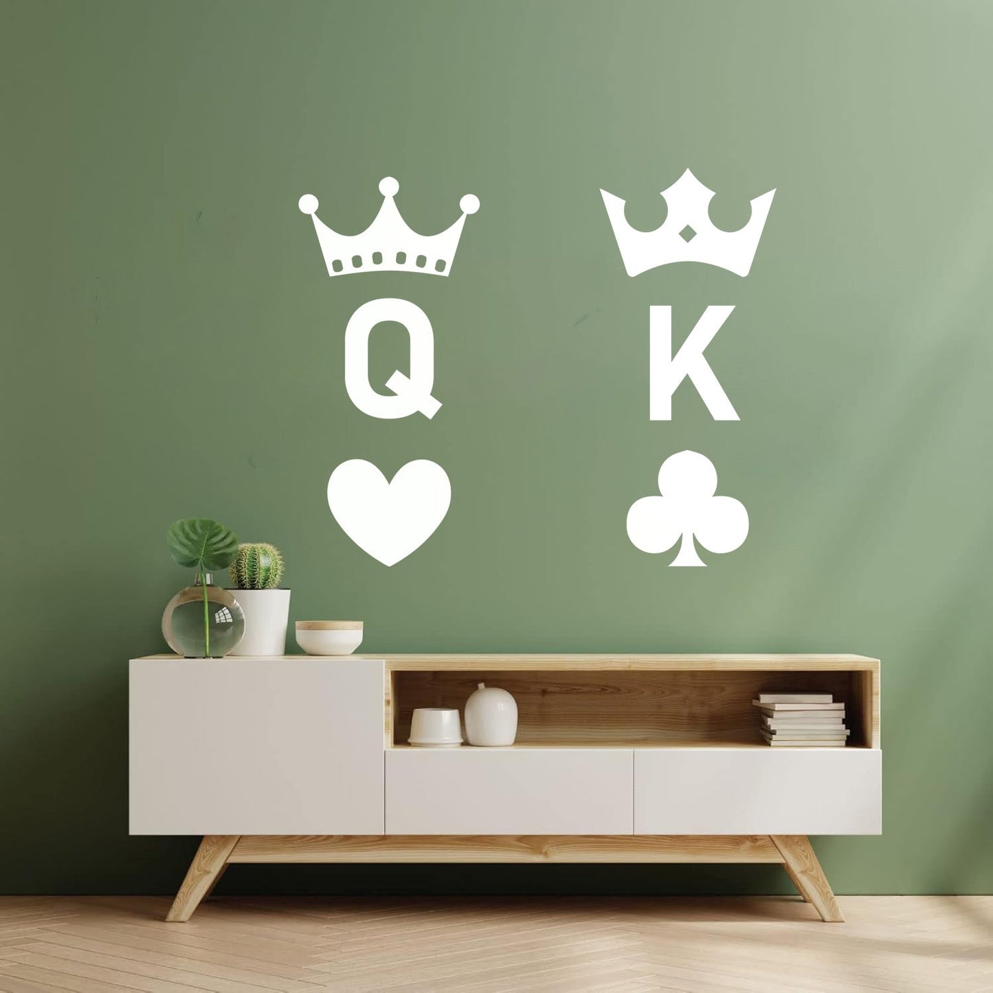 Wall Stickers Playing Cards Crown King Queen Poker Couple Multi Color Selection