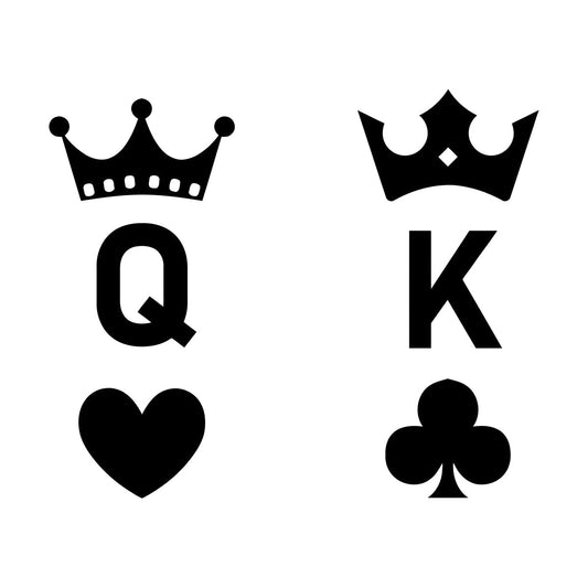 Wall Stickers Playing Cards Crown King Queen Poker Couple Multi Color Selection
