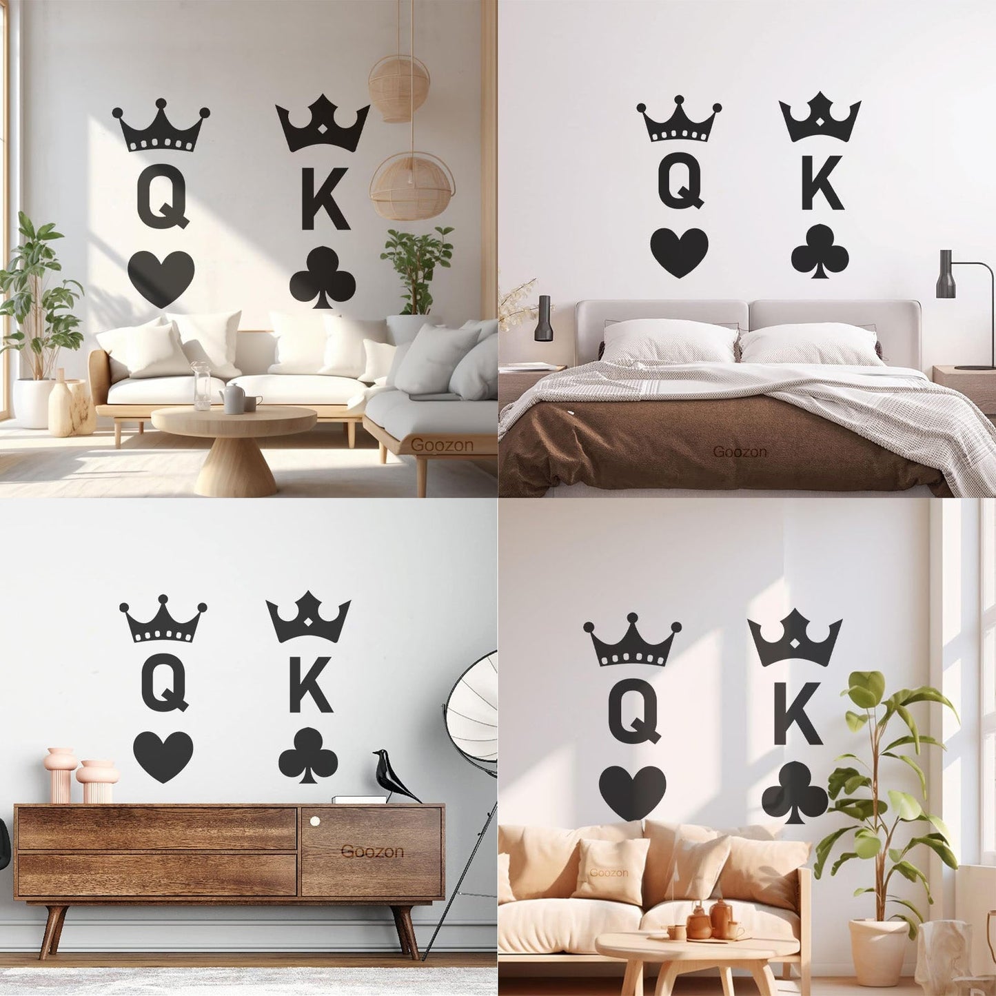 Wall Stickers Playing Cards Crown King Queen Poker Couple Multi Color Selection