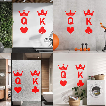 Wall Stickers Playing Cards Crown King Queen Poker Couple Multi Color Selection