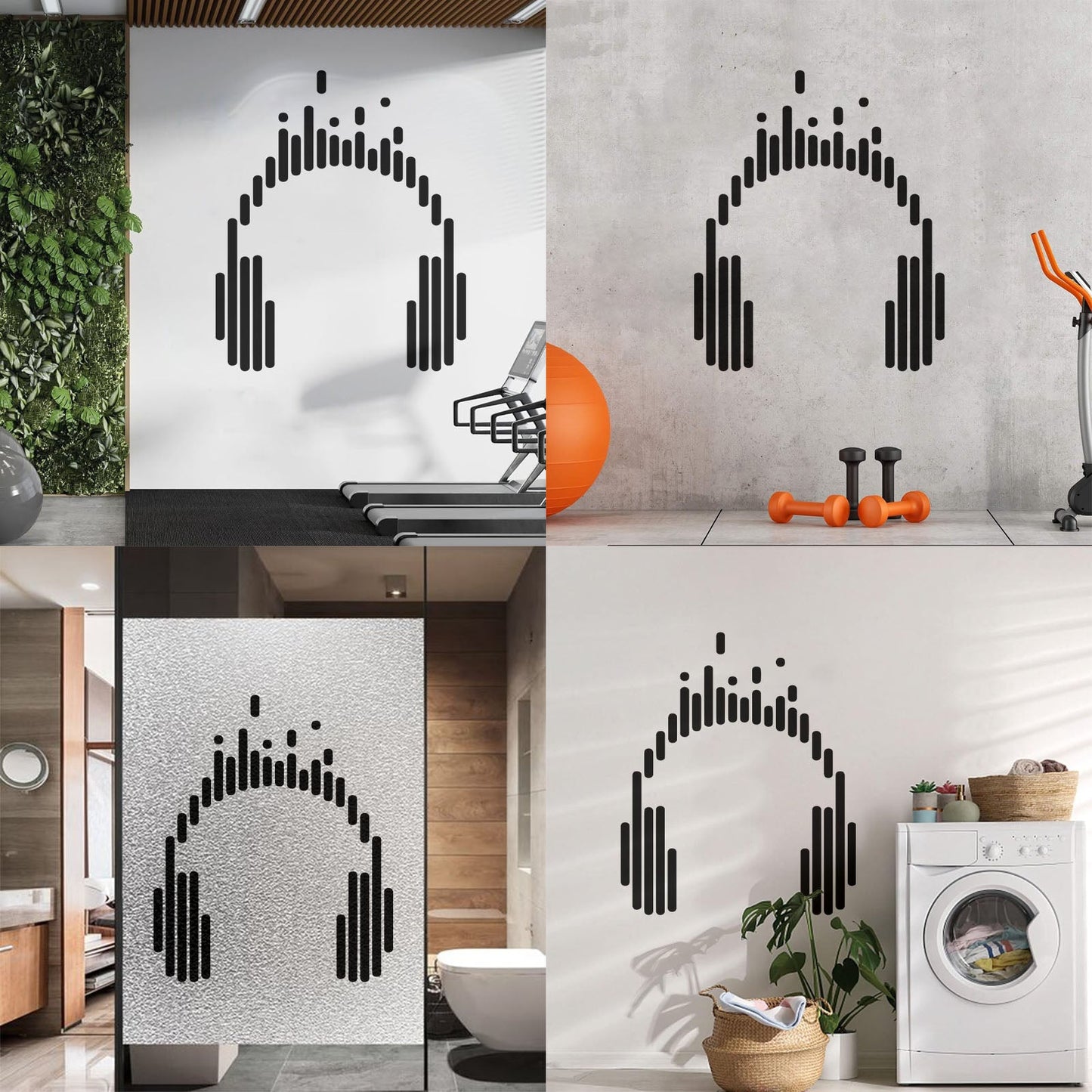 Vinyl Art Sticker Headphones Music Play Dj Teen Listen Songs Easy Installation