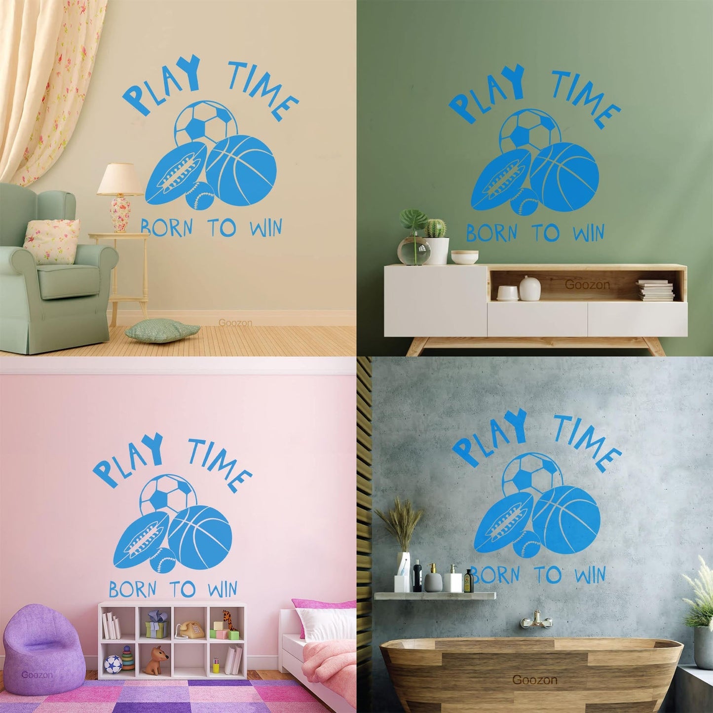 Lettering Stickers Play Time Motivation Words Logo Children'S Playroom It Won'T Fall Off