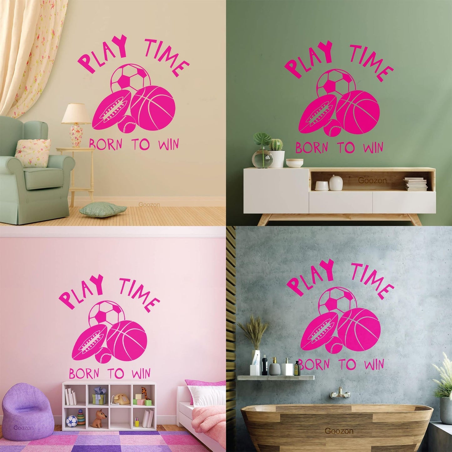 Lettering Stickers Play Time Motivation Words Logo Children'S Playroom It Won'T Fall Off