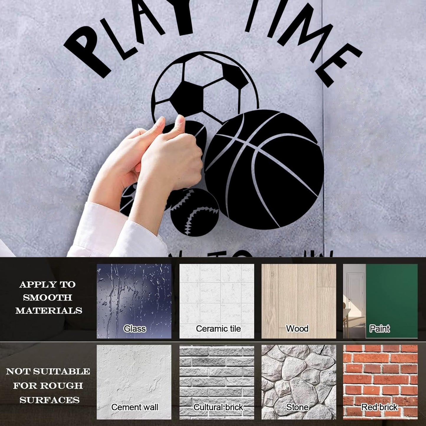 Lettering Stickers Play Time Motivation Words Logo Children'S Playroom It Won'T Fall Off