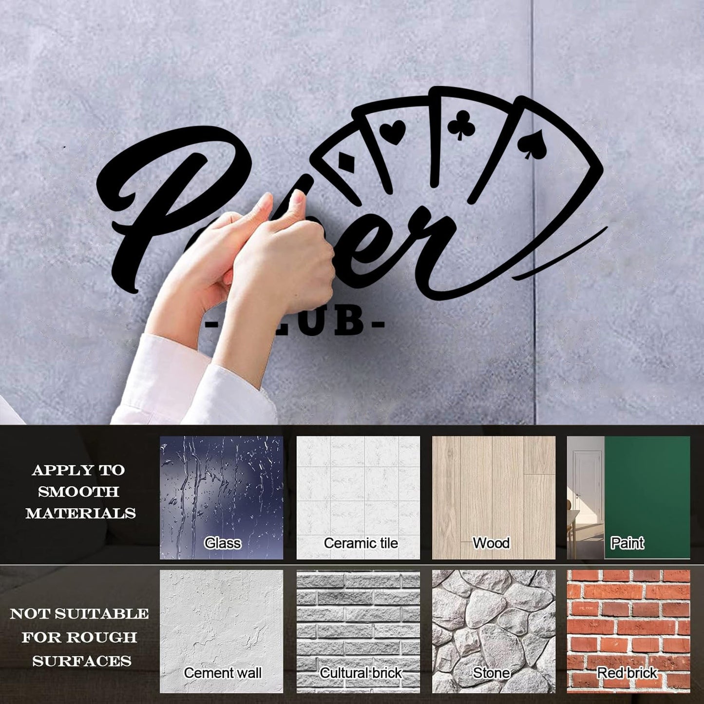 Poker Club Cards Gambling Ace Casino Wall Decals Paster Paper Personalized Customization