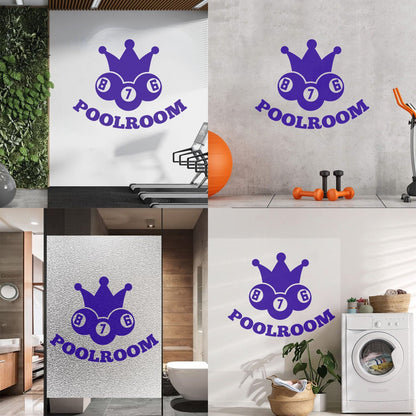Vinyl Wall Stickers Poolroom Crown Balls Cue Billiards Hobbies Can Modify And Add Information