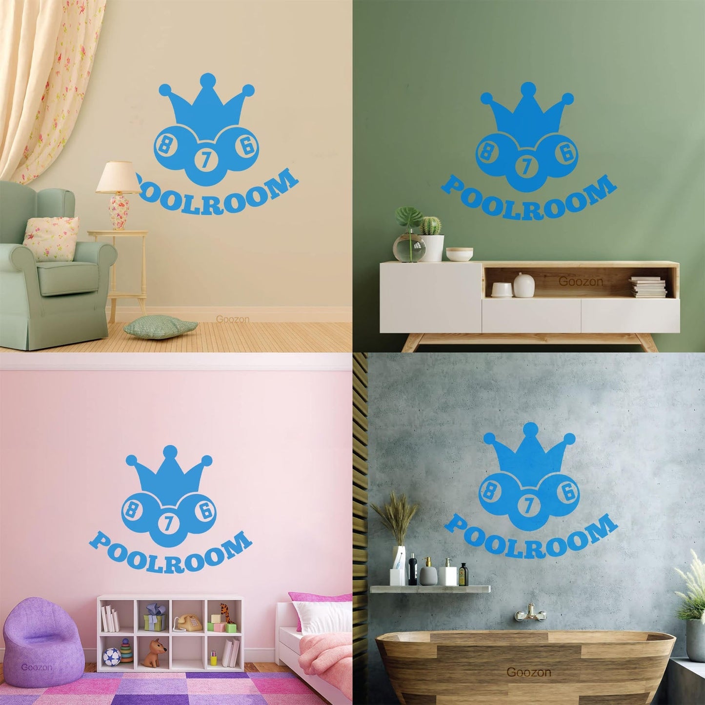 Vinyl Wall Stickers Poolroom Crown Balls Cue Billiards Hobbies Can Modify And Add Information